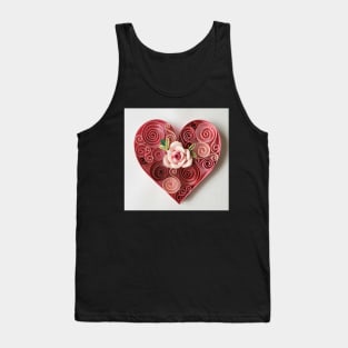 Printed paper quilling rose.heart Tank Top